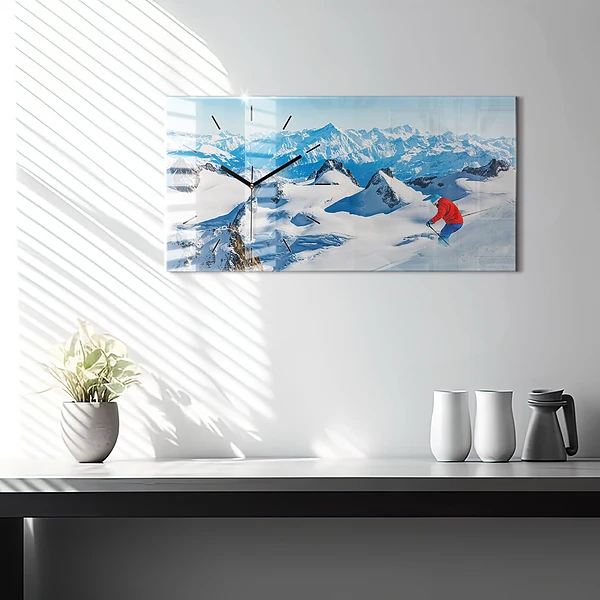 Horizontale Uhr Skifahrer in den Alpen
