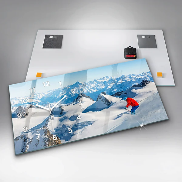 Horizontale Uhr Skifahrer in den Alpen