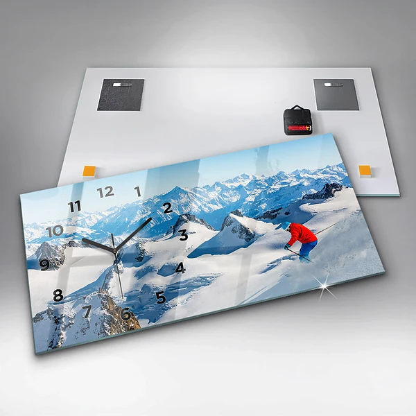 Horizontale Uhr Skifahrer in den Alpen