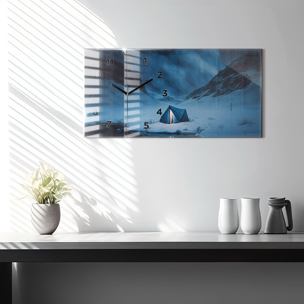 Horizontale Uhr mit motiv Zelt in den Bergen von Island