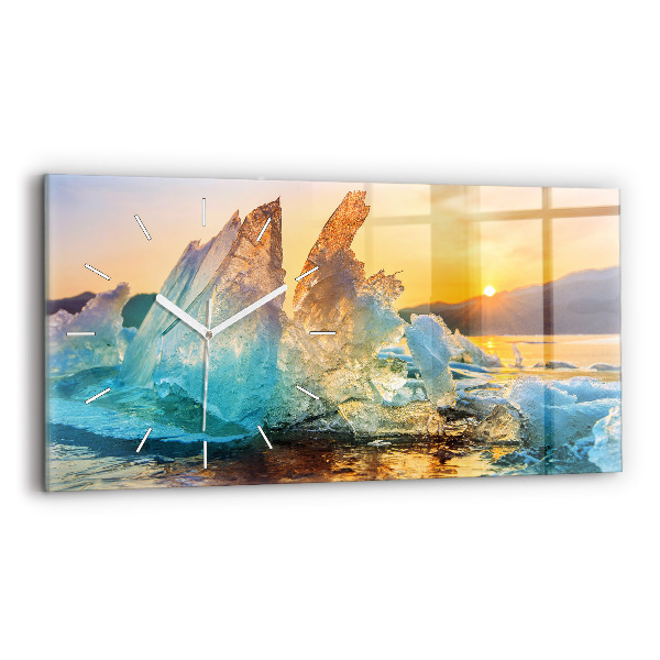 Horizontale Uhr mit motiv Eisberg und Sonnenaufgang