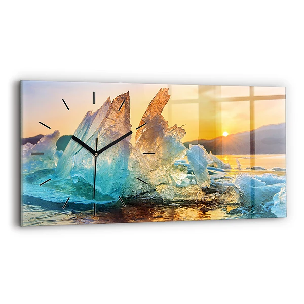 Horizontale Uhr mit motiv Eisberg und Sonnenaufgang