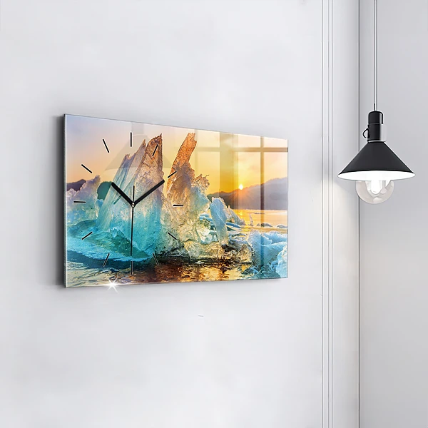 Horizontale Uhr mit motiv Eisberg und Sonnenaufgang