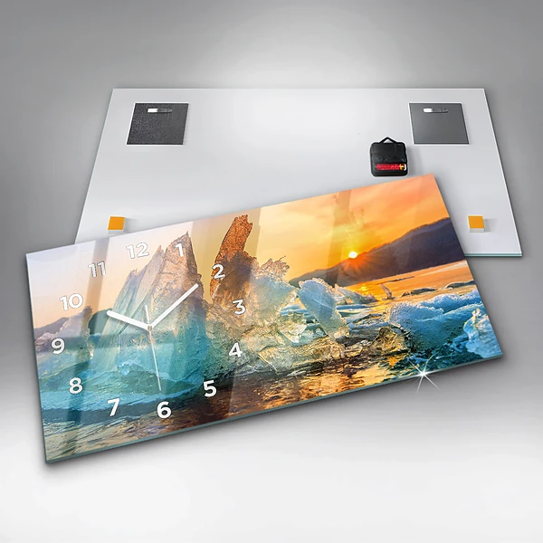 Horizontale Uhr mit motiv Eisberg und Sonnenaufgang