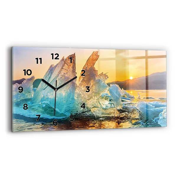 Horizontale Uhr mit motiv Eisberg und Sonnenaufgang