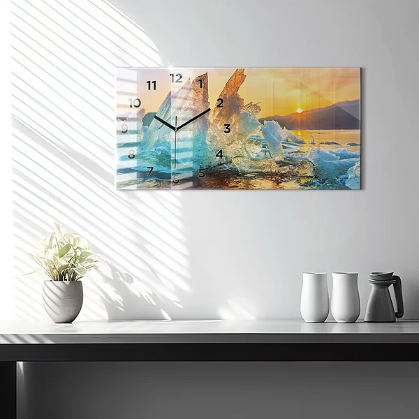 Horizontale Uhr mit motiv Eisberg und Sonnenaufgang