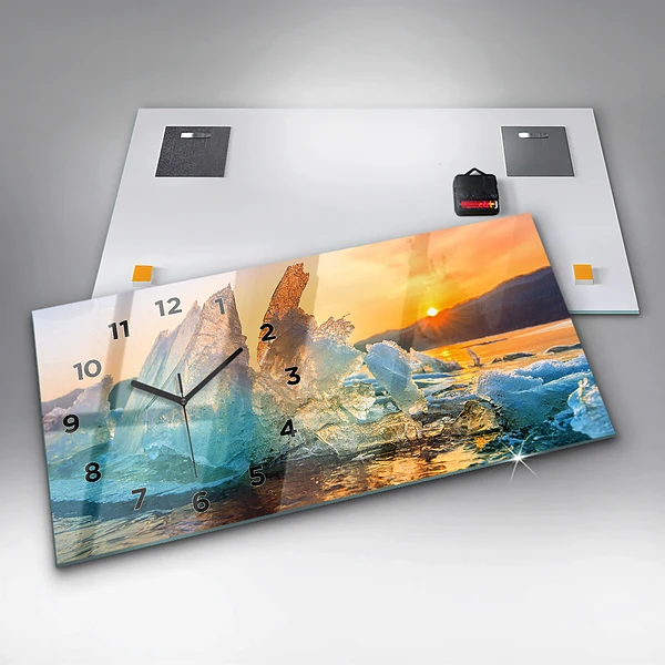 Horizontale Uhr mit motiv Eisberg und Sonnenaufgang