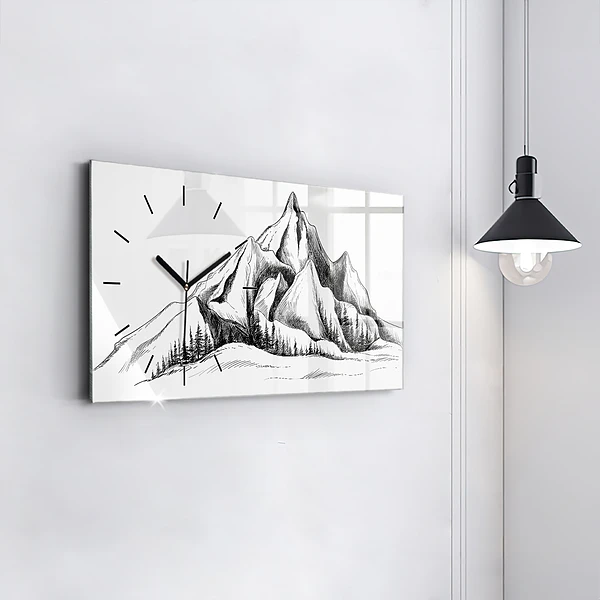 Horizontale Uhr Gezeichnete Berge