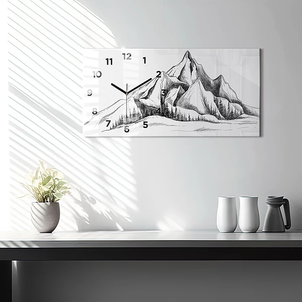 Horizontale Uhr Gezeichnete Berge
