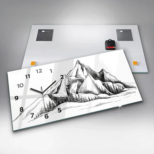 Horizontale Uhr Gezeichnete Berge
