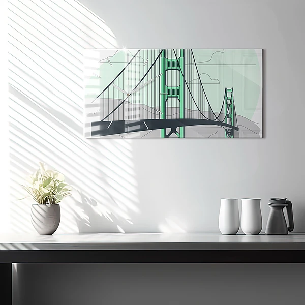 Horizontale Uhr mit motiv Grüne Brücke
