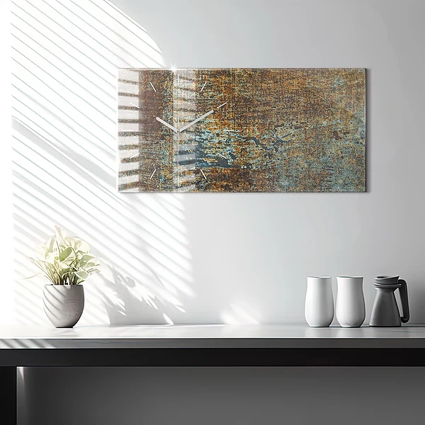Horizontale Uhr mit motiv Textur von altem Metall