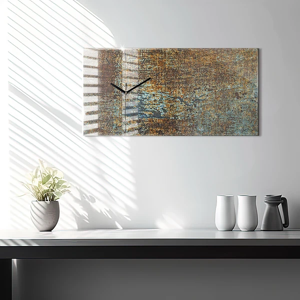 Horizontale Uhr mit motiv Textur von altem Metall