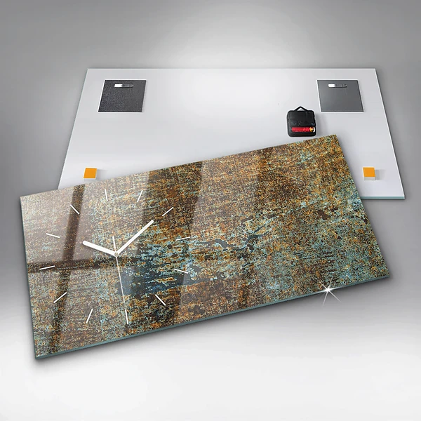 Horizontale Uhr mit motiv Textur von altem Metall