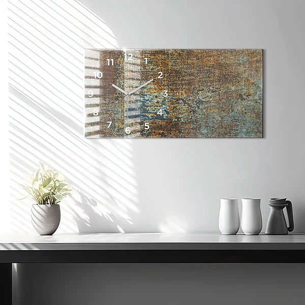 Horizontale Uhr mit motiv Textur von altem Metall