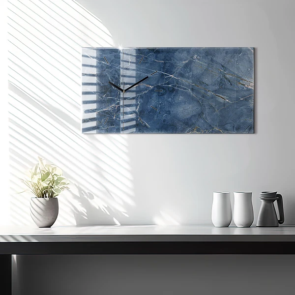 Horizontale Uhr mit motiv Textur Blauer Marmor