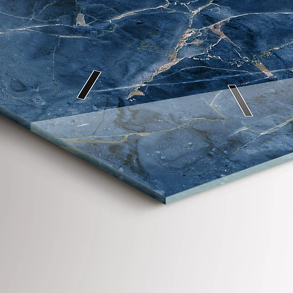 Horizontale Uhr mit motiv Textur Blauer Marmor