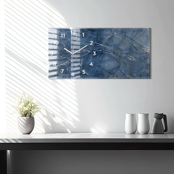 Horizontale Uhr mit motiv Textur Blauer Marmor