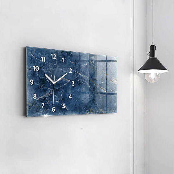 Horizontale Uhr mit motiv Textur Blauer Marmor