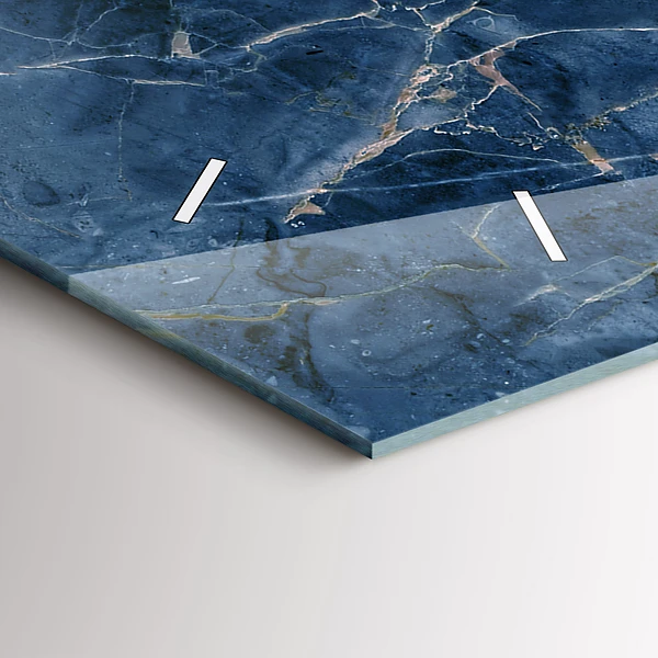 Horizontale Uhr mit motiv Textur Blauer Marmor