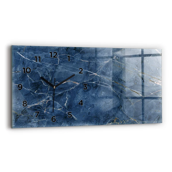Horizontale Uhr mit motiv Textur Blauer Marmor