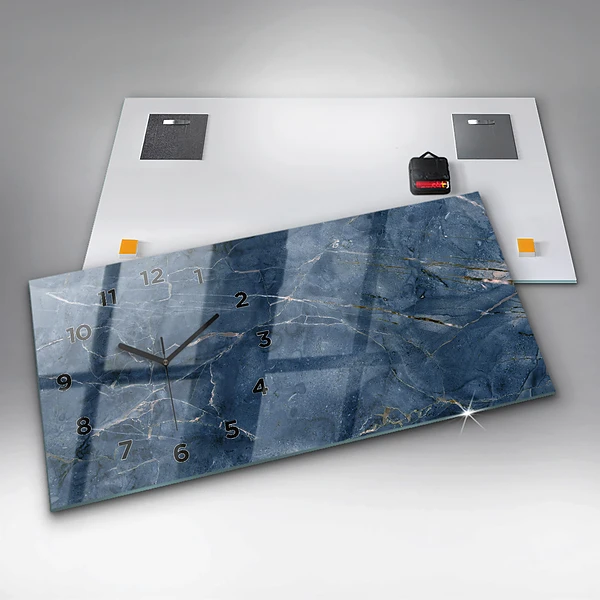 Horizontale Uhr mit motiv Textur Blauer Marmor