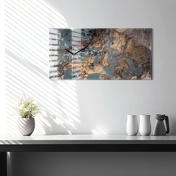 Horizontale Uhr Marmorkunst abstrakt