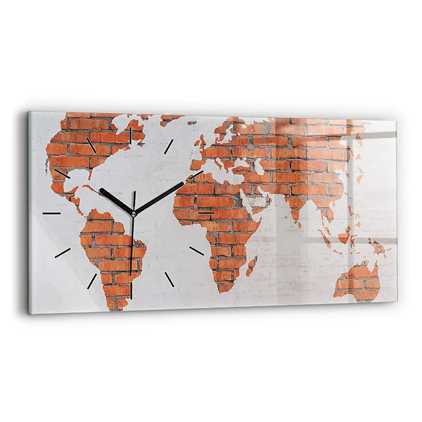 Horizontale Uhr Weltkarte aus Backsteinen