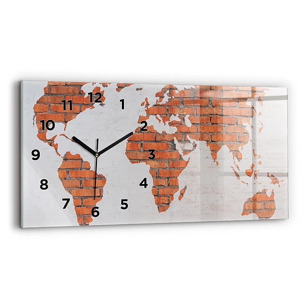 Horizontale Uhr Weltkarte aus Backsteinen