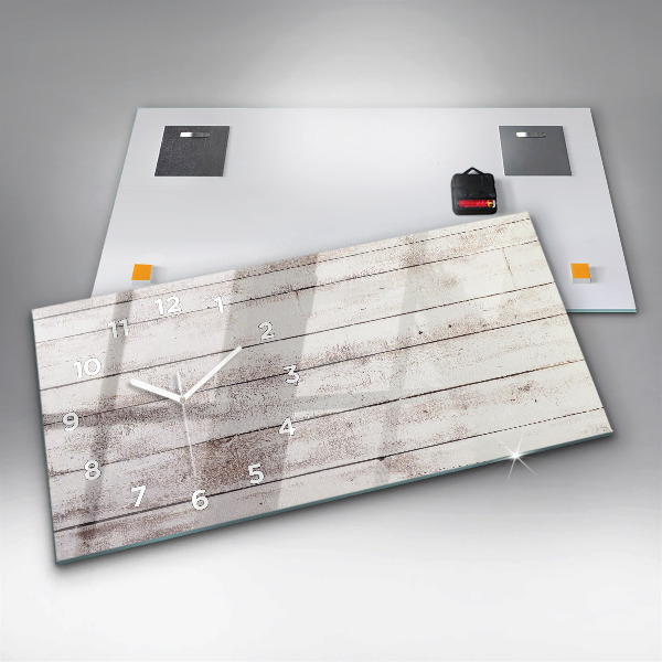 Horizontale Uhr mit motiv Helle Holzbretter