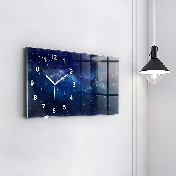 Horizontale Uhr Dunkler Sternenhimmel
