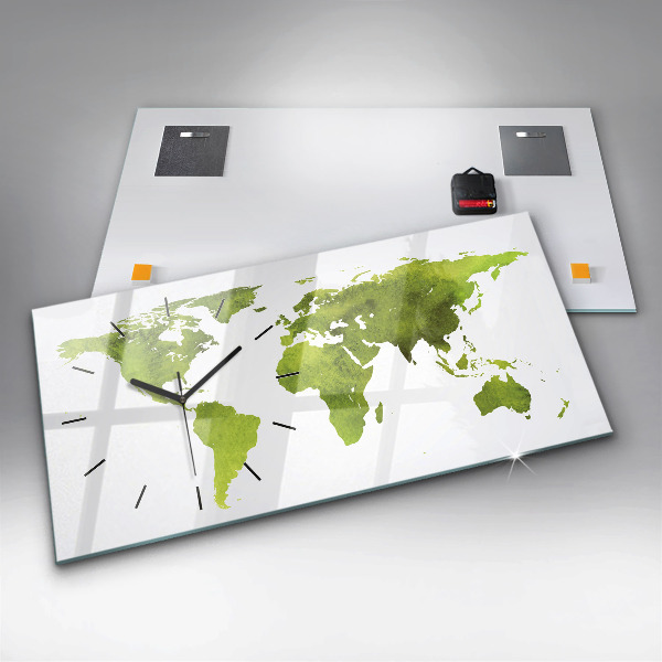 Horizontale Uhr Aquarellierte Weltkarte