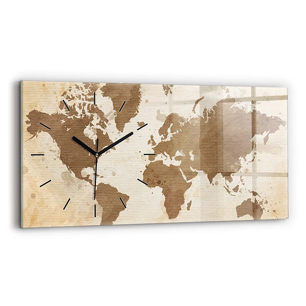 Horizontale Uhr mit motiv Gemalte Weltkarte