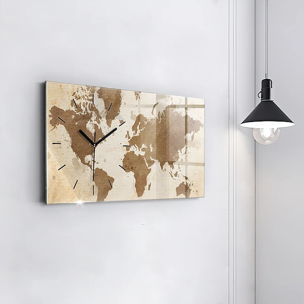 Horizontale Uhr mit motiv Gemalte Weltkarte