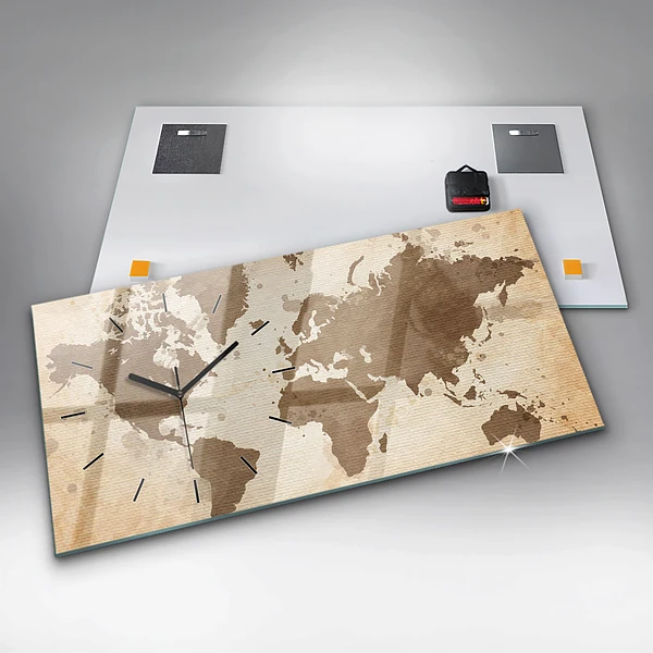 Horizontale Uhr mit motiv Gemalte Weltkarte