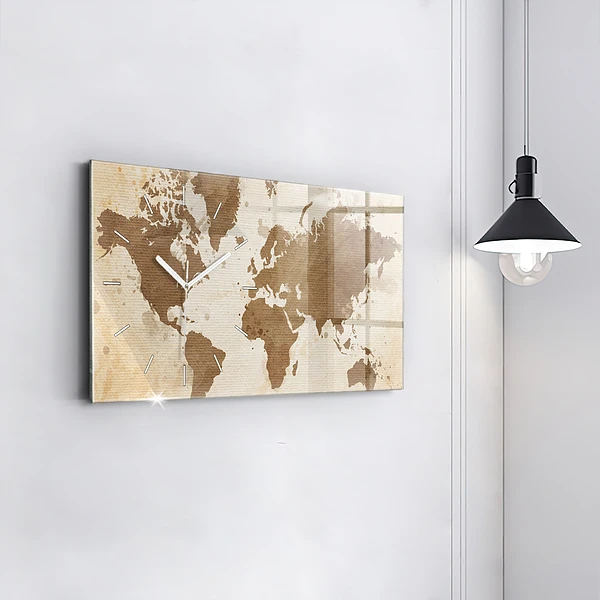 Horizontale Uhr mit motiv Gemalte Weltkarte