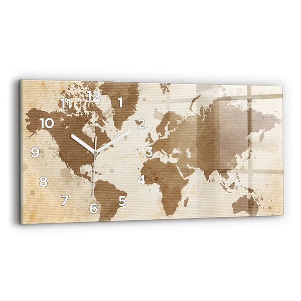 Horizontale Uhr mit motiv Gemalte Weltkarte