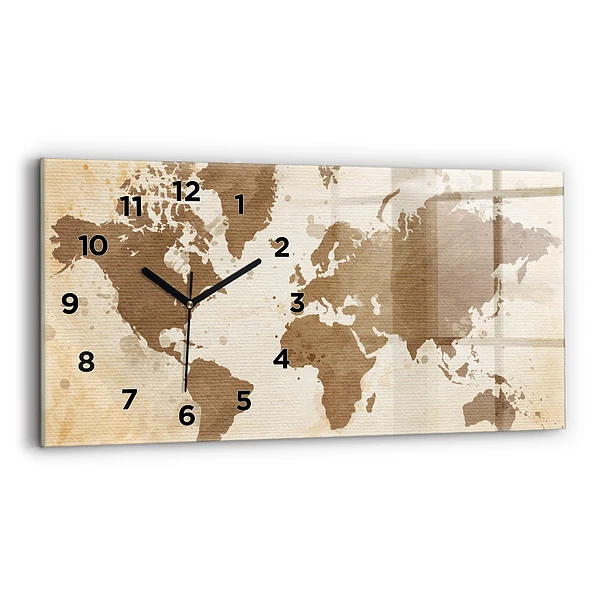 Horizontale Uhr mit motiv Gemalte Weltkarte