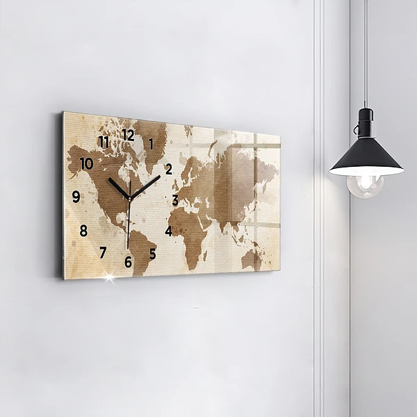 Horizontale Uhr mit motiv Gemalte Weltkarte