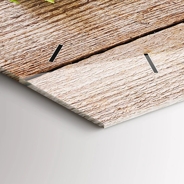 Horizontale Uhr mit motiv Blumen auf Holz