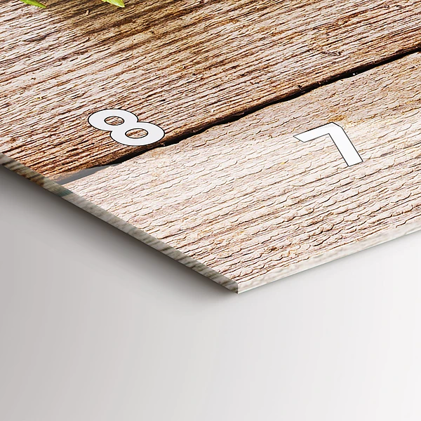 Horizontale Uhr mit motiv Blumen auf Holz