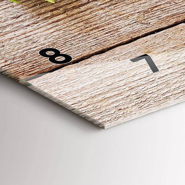 Horizontale Uhr mit motiv Blumen auf Holz