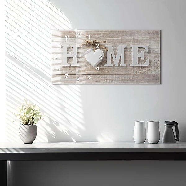 Horizontale Uhr mit motiv Hausinschrift