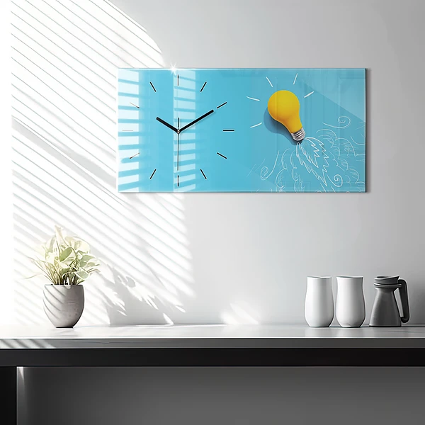 Horizontale Uhr mit motiv Glühbirne Zeichnung