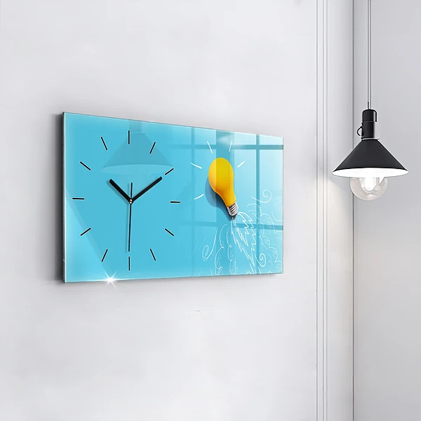 Horizontale Uhr mit motiv Glühbirne Zeichnung