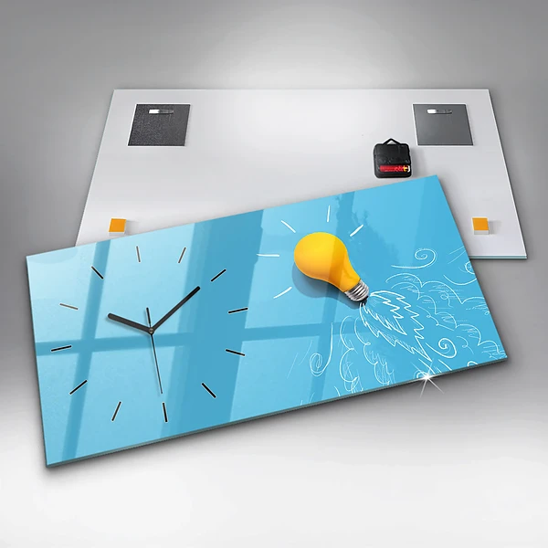 Horizontale Uhr mit motiv Glühbirne Zeichnung