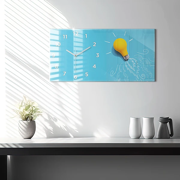Horizontale Uhr mit motiv Glühbirne Zeichnung
