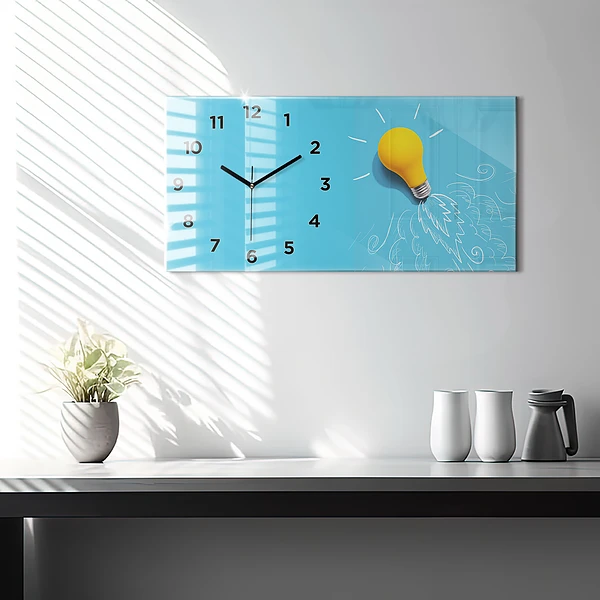 Horizontale Uhr mit motiv Glühbirne Zeichnung