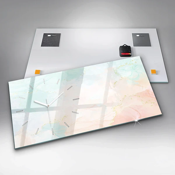 Horizontale Uhr mit motiv Aquarell-Marmor