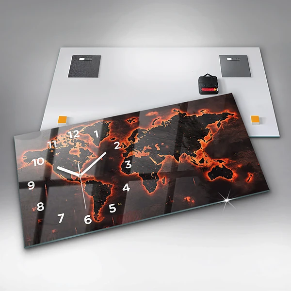 Horizontale Uhr mit motiv Weltkarte